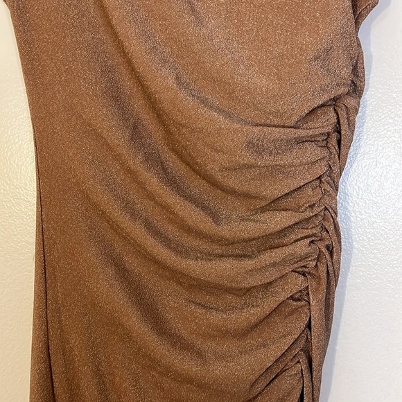 Dress Forum | New mocha & silver fitted maxi dress w/slit Women’s size L sparkly - Picture 3 of 10